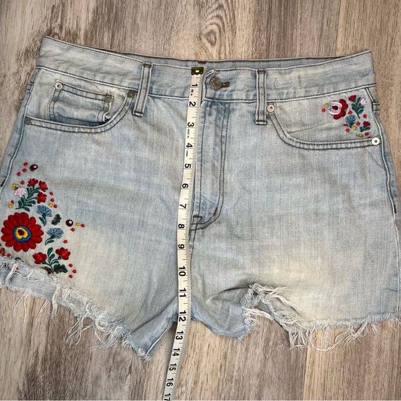 Madewell Embroidered Light Blue Denim‎ Shorts Size 29 - Picture 8 of 13